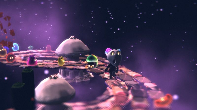 Kai dashing head first through the Spore Hollow while the creatures he carried fly ahead of him